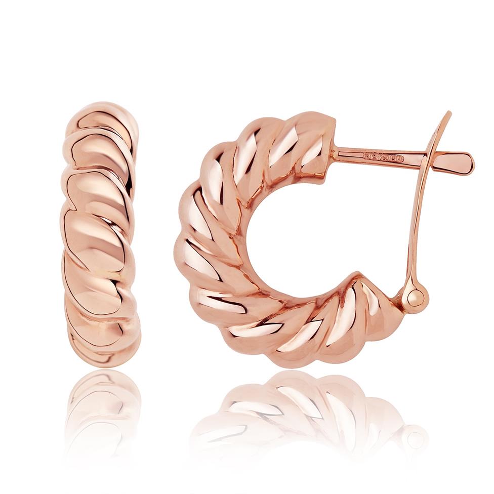 18ct Rose Gold Twisted Hoop Earrings Thumbnail Image 0