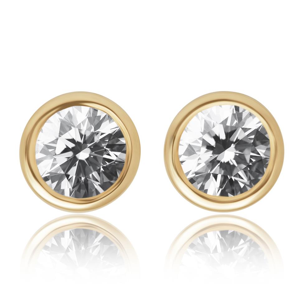 18ct Yellow Gold 0.60ct Rubover Diamond Stud Earrings Thumbnail Image 0