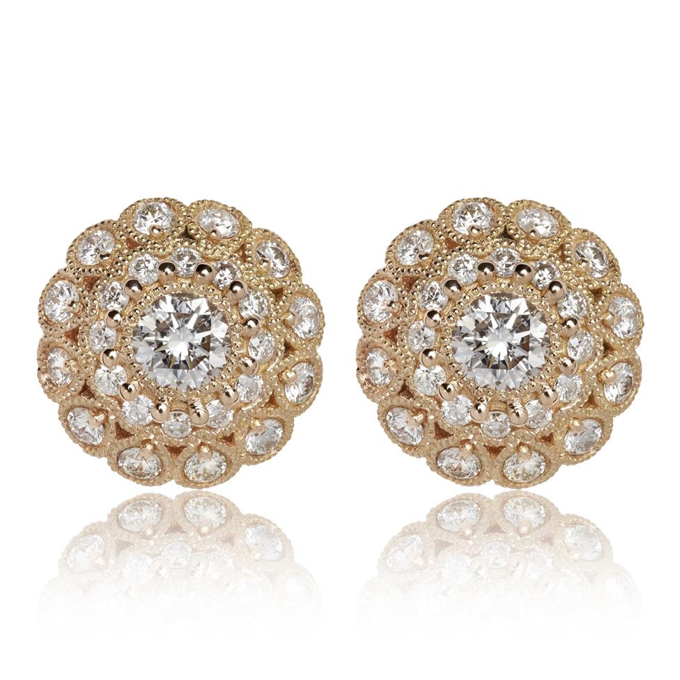 Fenice 18ct Rose Gold Diamond Stud Earrings Thumbnail Image 0