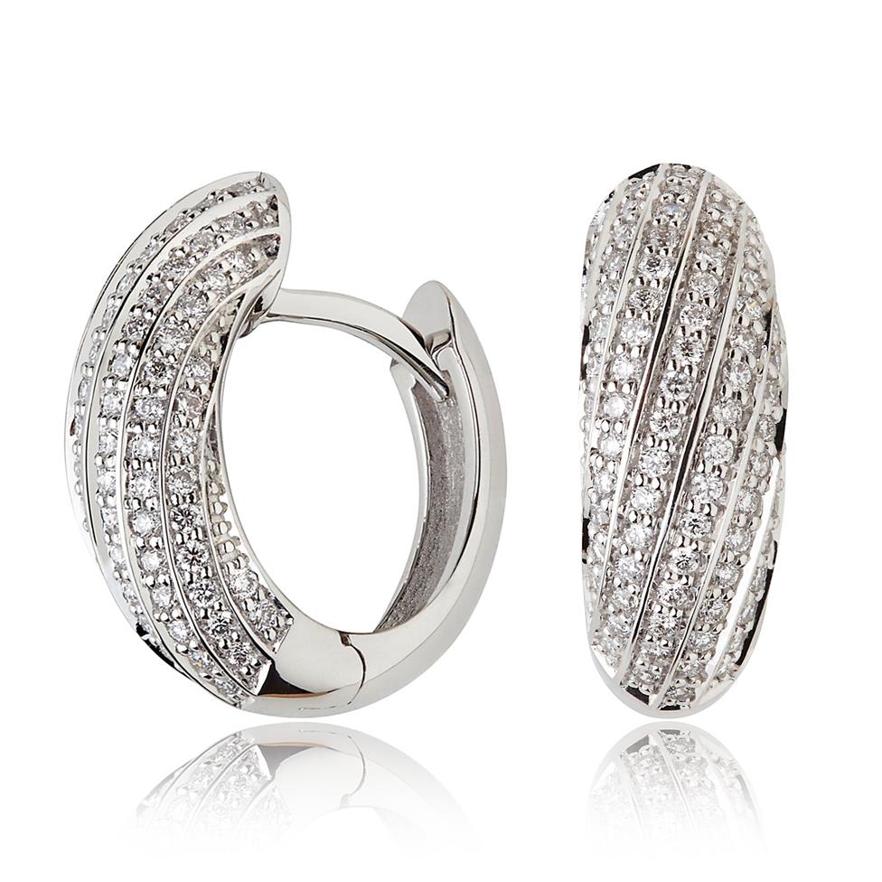 Aira 18ct White Gold Diamond Hoop Earrings Thumbnail Image 0