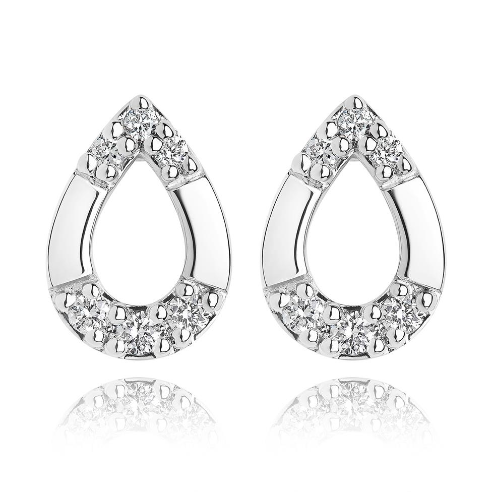 18ct White Gold Pear Shape Outline Diamond Stud Earrings Thumbnail Image 0