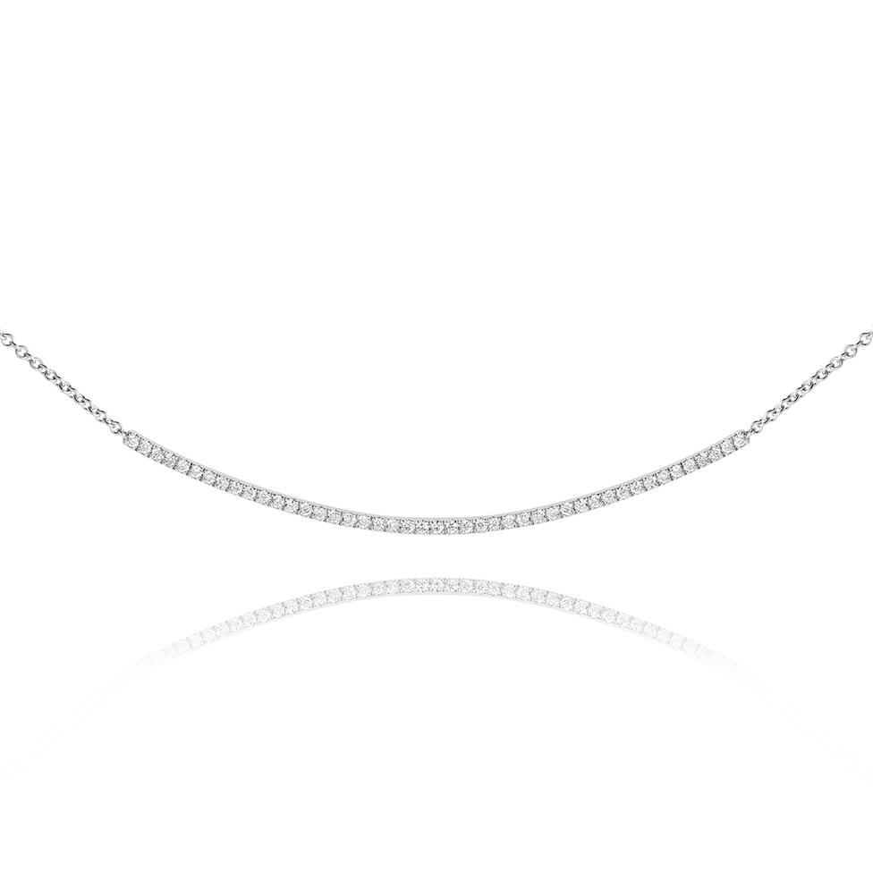 18ct White Gold Curve Design Diamond Necklace 0.30ct Thumbnail Image 0