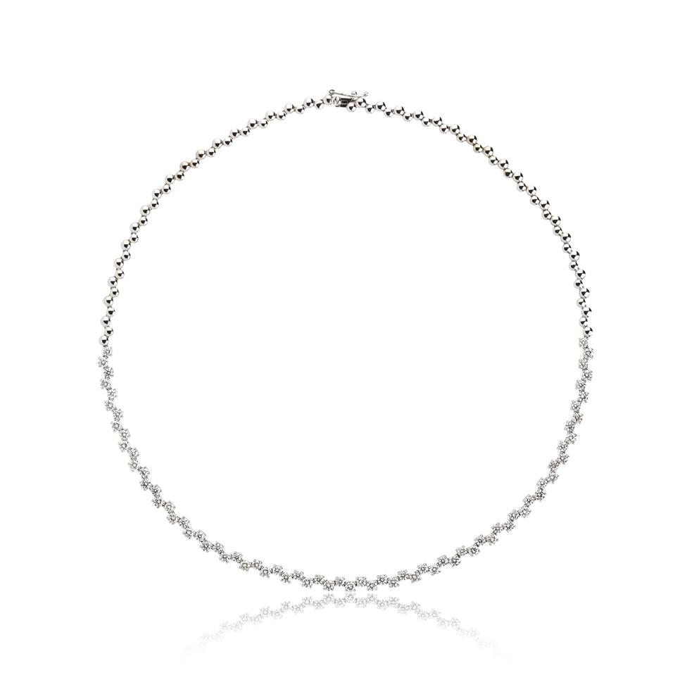 18ct White Gold Lattice Design Diamond Necklace 5.60ct Thumbnail Image 0