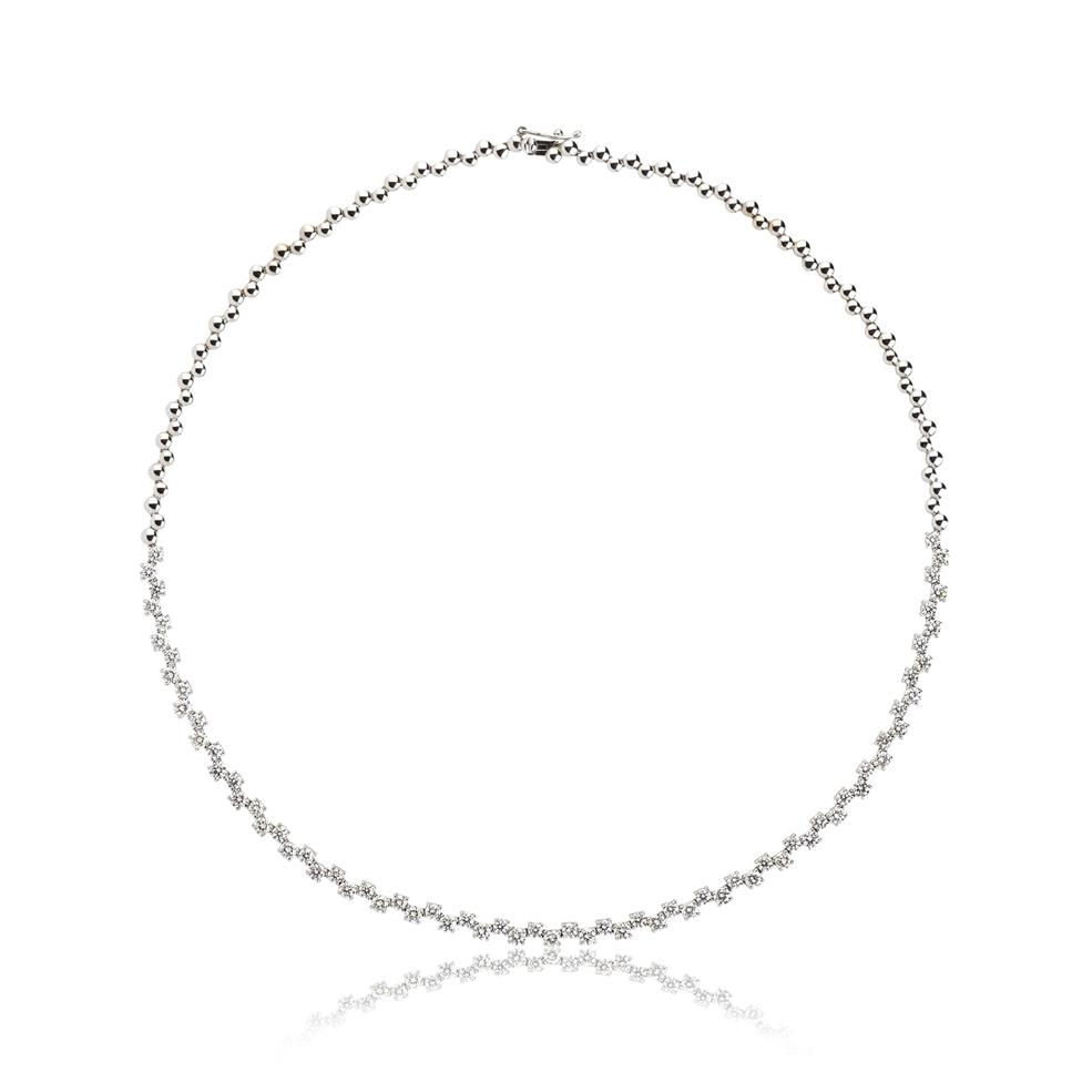 18ct White Gold Lattice Design Diamond Necklace 3.75ct Thumbnail Image 0