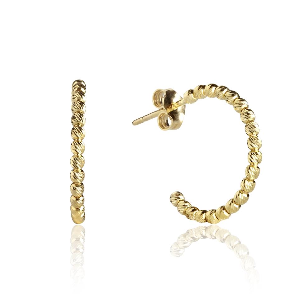 18ct Yellow Gold Small Faceted Hoop Earrings Thumbnail Image 0