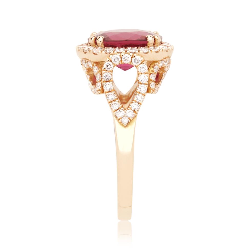 18ct Rose Gold Rubelite and Diamond Cocktail Ring Thumbnail Image 2