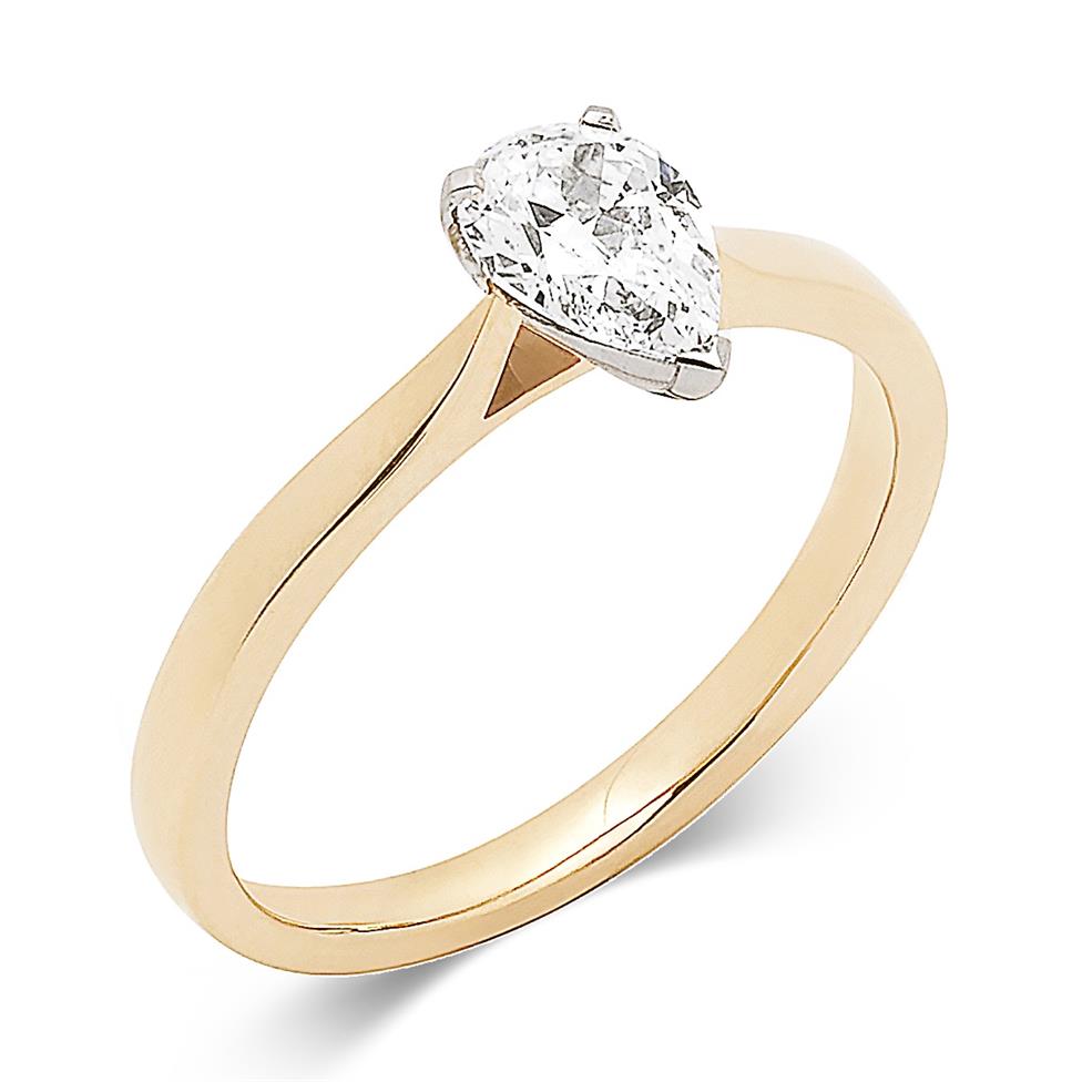 18ct Yellow Gold Pear Shape Diamond Solitaire Ring Thumbnail Image 0