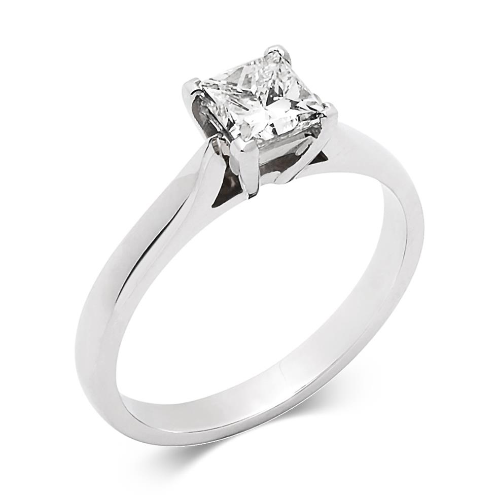 Platinum Classic Tapered Shoulder 0.70ct Diamond Solitaire Ring Thumbnail Image 0