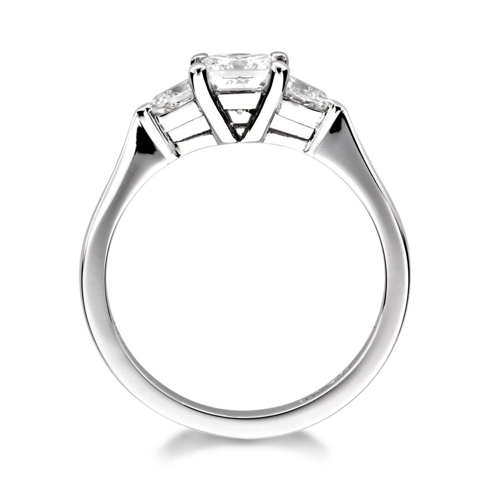 Platinum Pear Princess Cut 0.76ct Diamond Three Stone Ring Thumbnail Image 1
