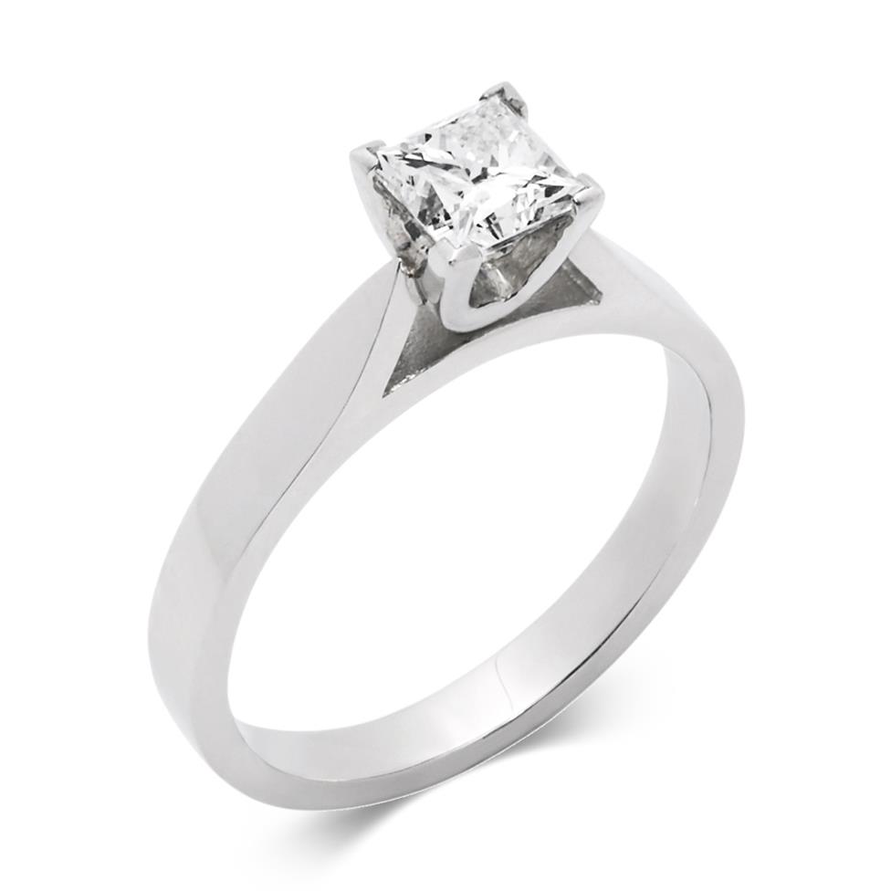 Platinum Contemporary Princess Cut 0.70ct Diamond Solitaire Ring Thumbnail Image 0