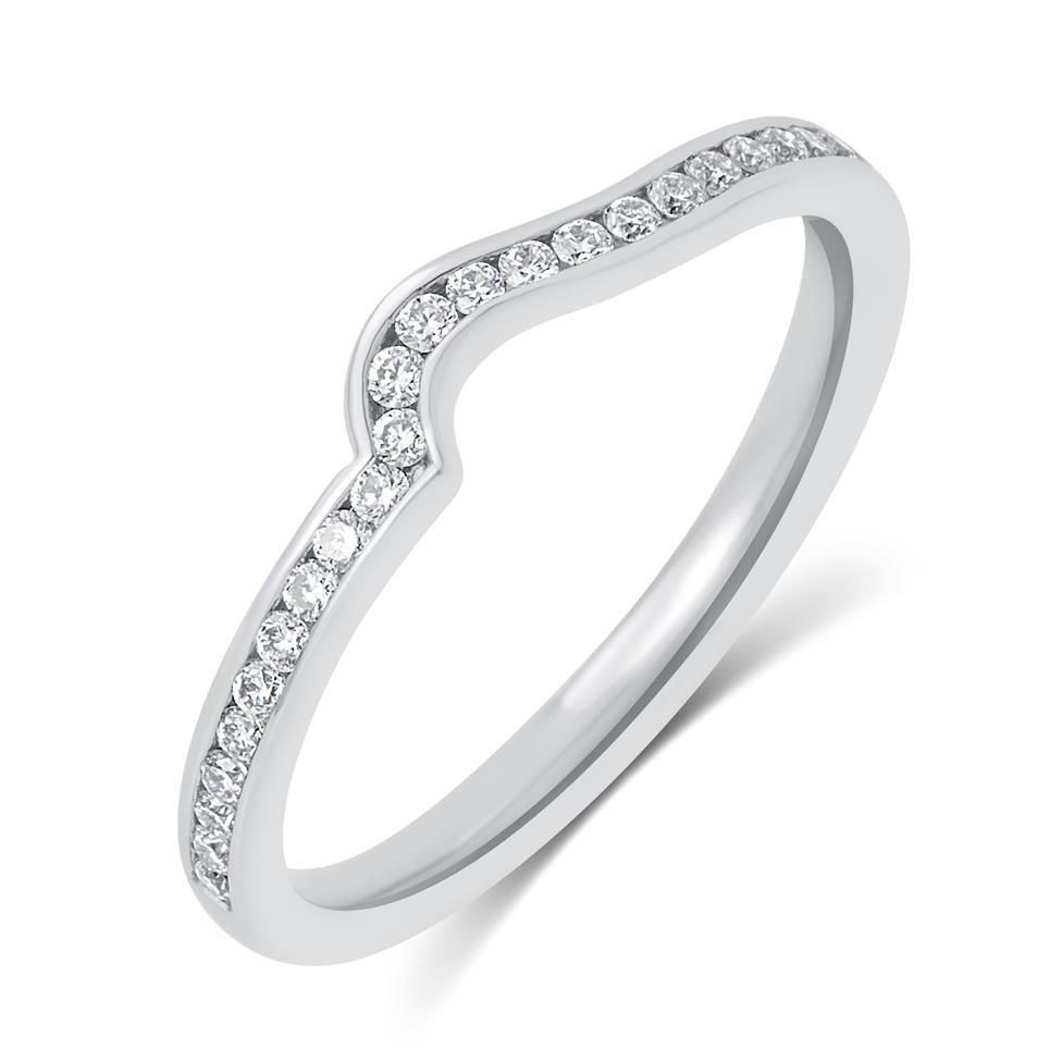 Platinum Diamond Set Shaped Wedding Ring 0.25ct Thumbnail Image 0