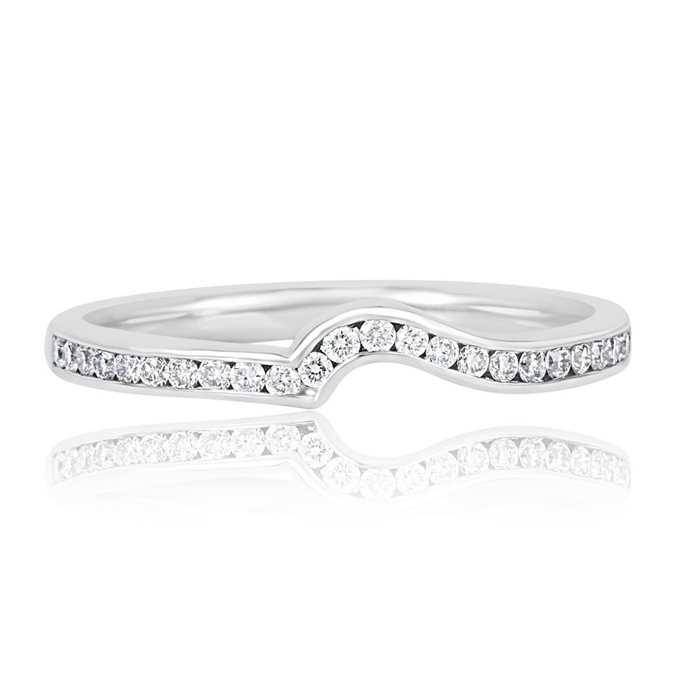 Platinum Diamond Set Shaped Wedding Ring 0.25ct Thumbnail Image 2