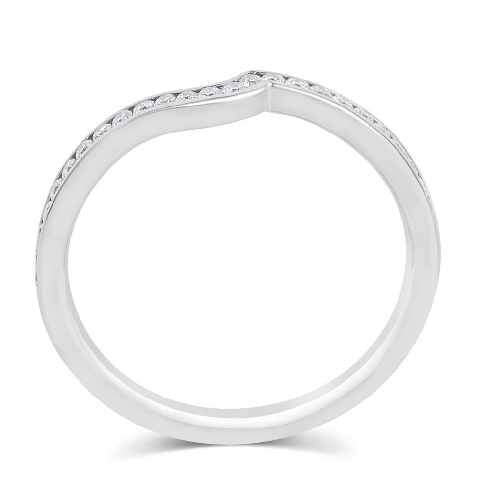 Platinum Diamond Set Shaped Wedding Ring 0.25ct Thumbnail Image 3