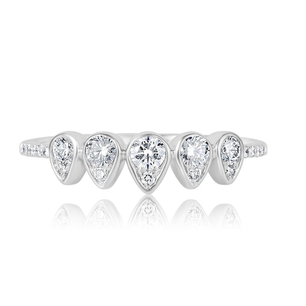18ct White Gold Teardrop Design Diamond Dress Ring 0.35ct Thumbnail Image 1