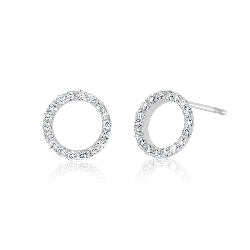 18ct White Gold Circle Design Diamond Stud Earrings 0.36ct Thumbnail Image 0