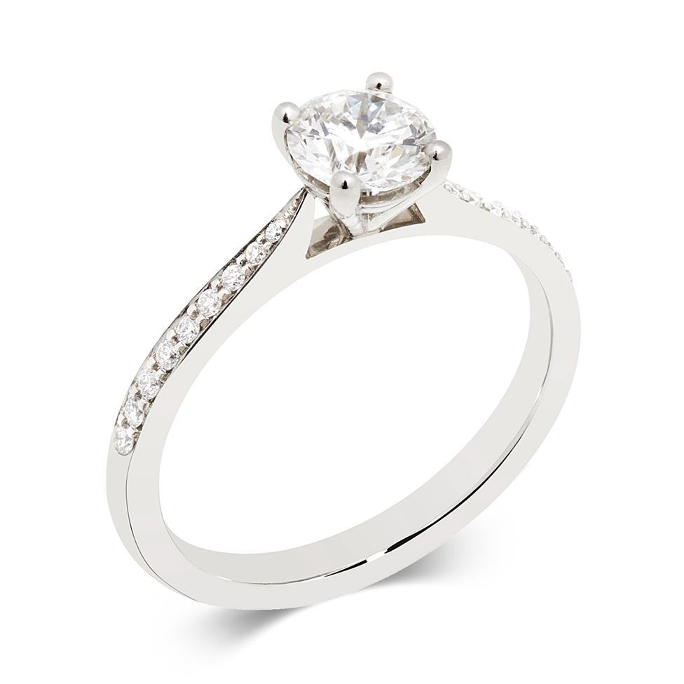 Platinum 0.80ct Diamond Tapered Channel Set Solitaire Ring Thumbnail Image 0