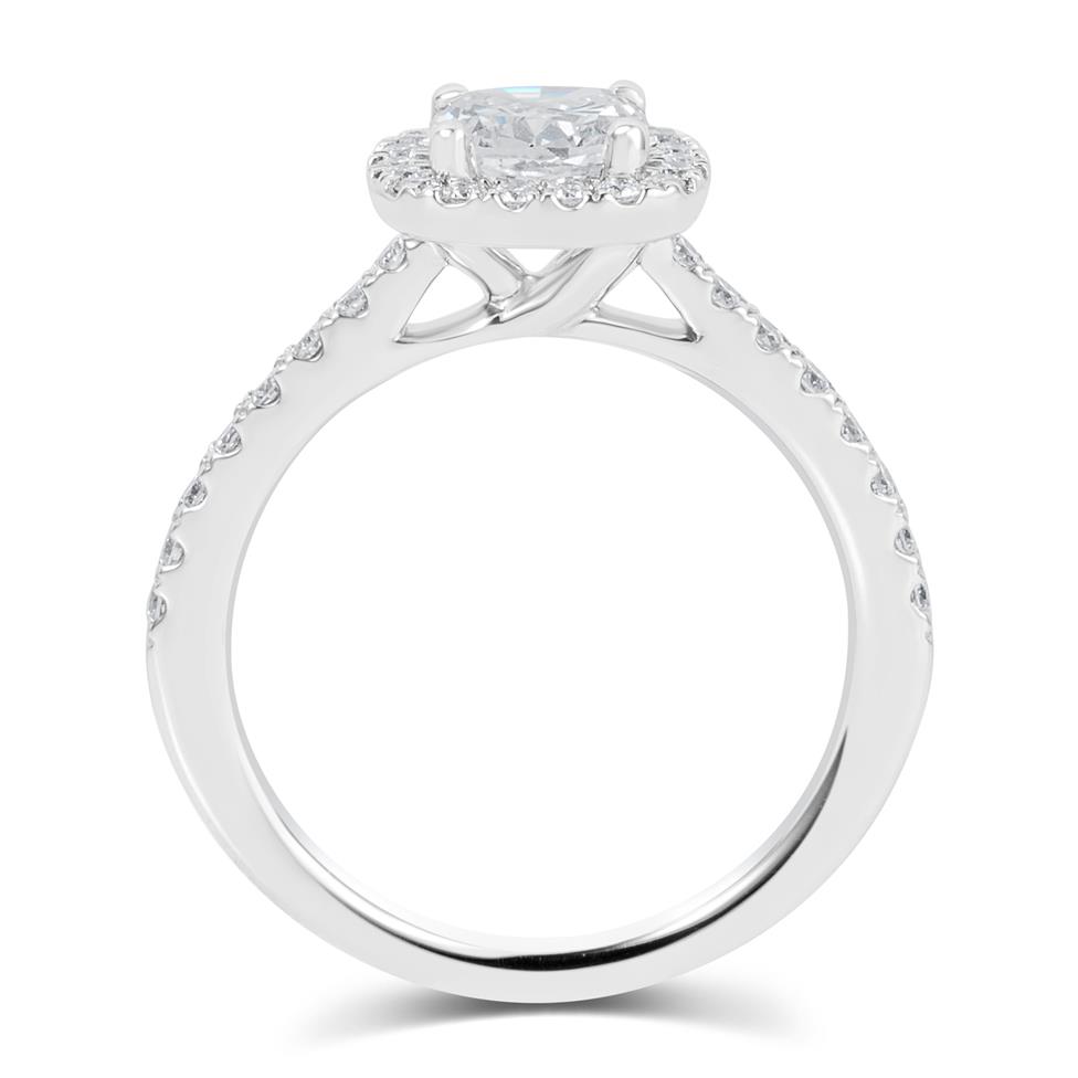 Platinum Cushion Cut Diamond Halo Engagement Ring 1.45ct Thumbnail Image 3