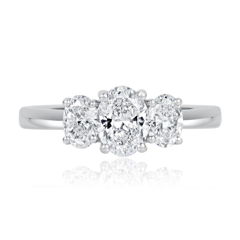 Platinum Oval Diamond Three Stone Engagement Ring 1.70ct Thumbnail Image 2