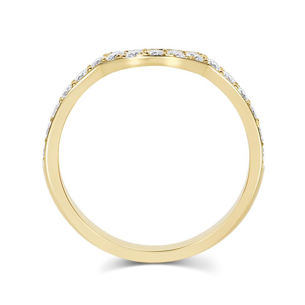 18ct Yellow Gold Diamond Set Shaped Wedding Ring Thumbnail Image 2