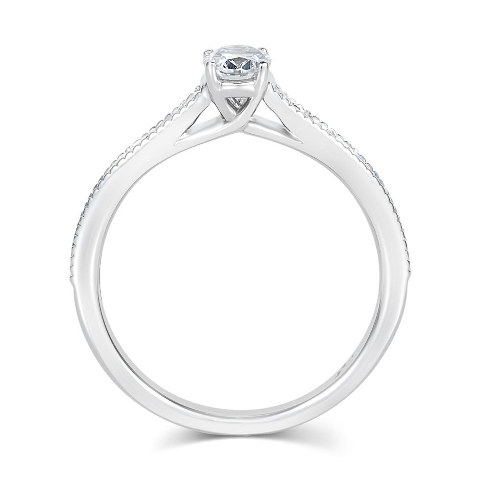 Platinum Oval Diamond Solitaire Engagement Ring 0.55ct Thumbnail Image 2