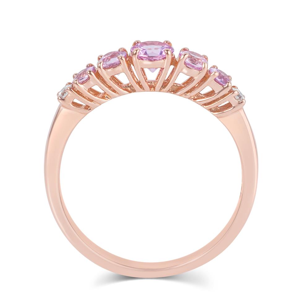 Bonbon 18ct Rose Gold Pink Sapphire and Diamond Dress Ring Thumbnail Image 3