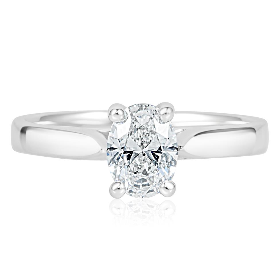 Platinum Oval Diamond Solitaire Engagement Ring 0.70ct Thumbnail Image 1