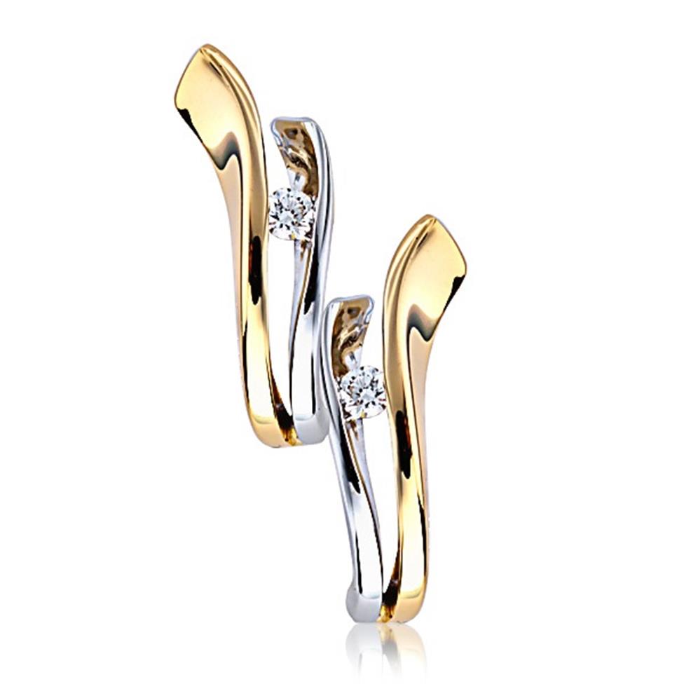 18ct Yellow and White Gold Diamond Hoop Earrings Thumbnail Image 0