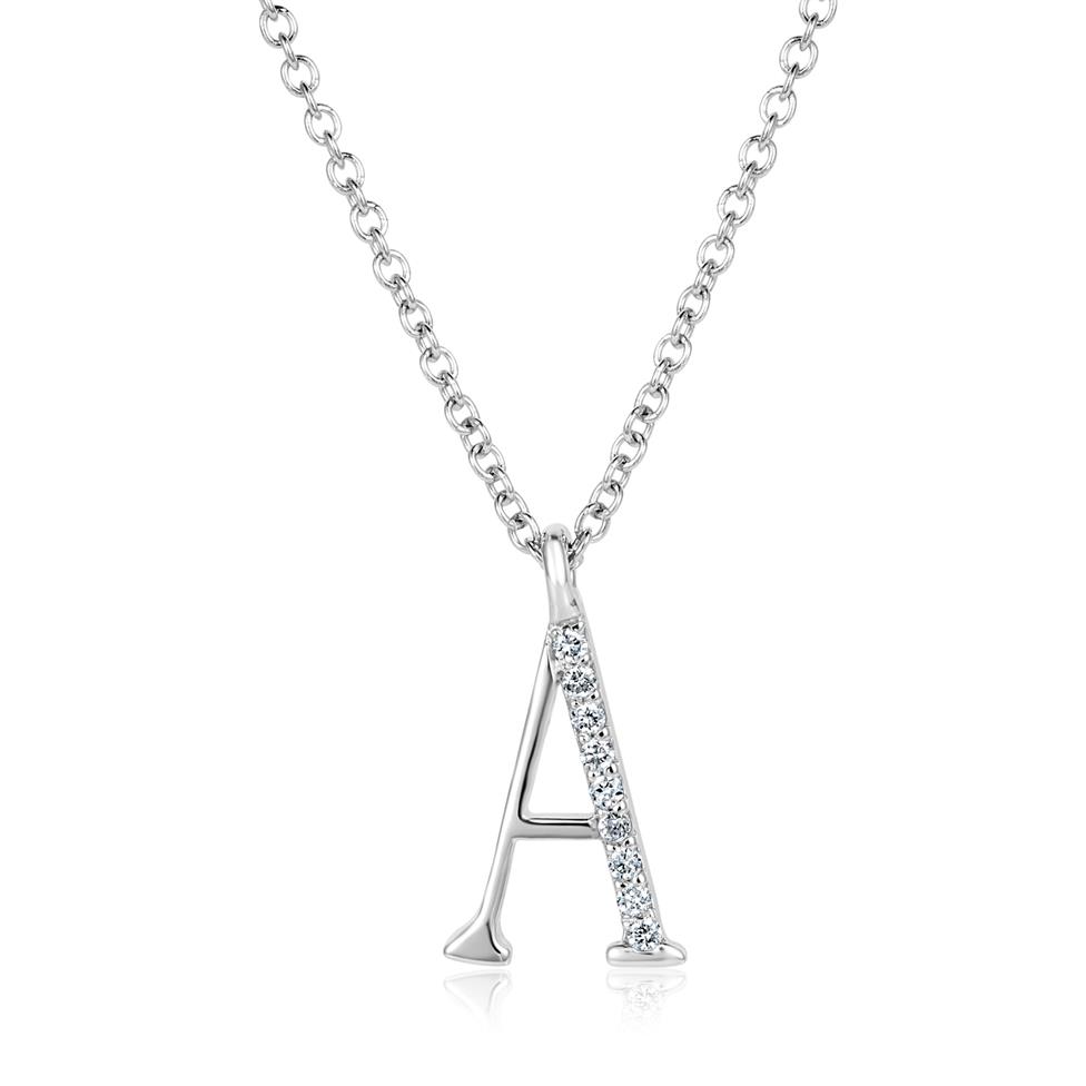 18ct White Gold Diamond Initial Necklace A Thumbnail Image 0