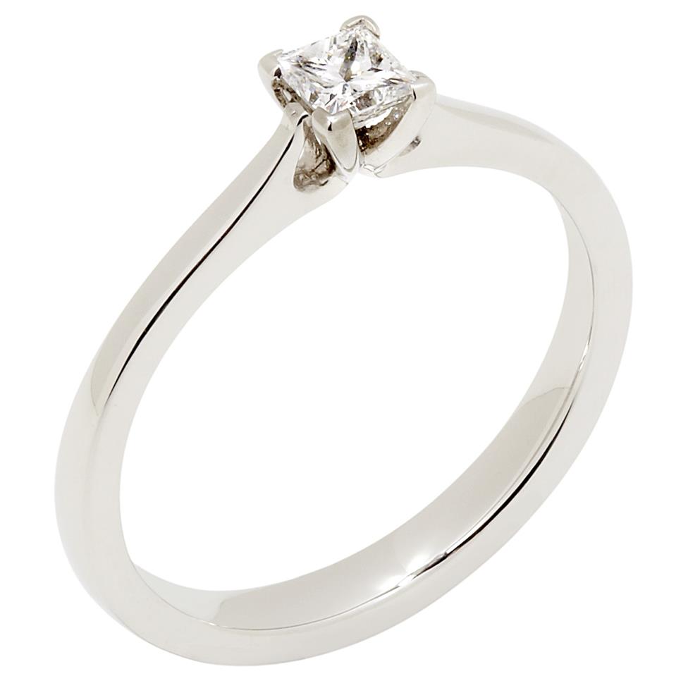 Platinum Princess Cut Diamond Solitaire Engagement Ring 0.25ct Thumbnail Image 0
