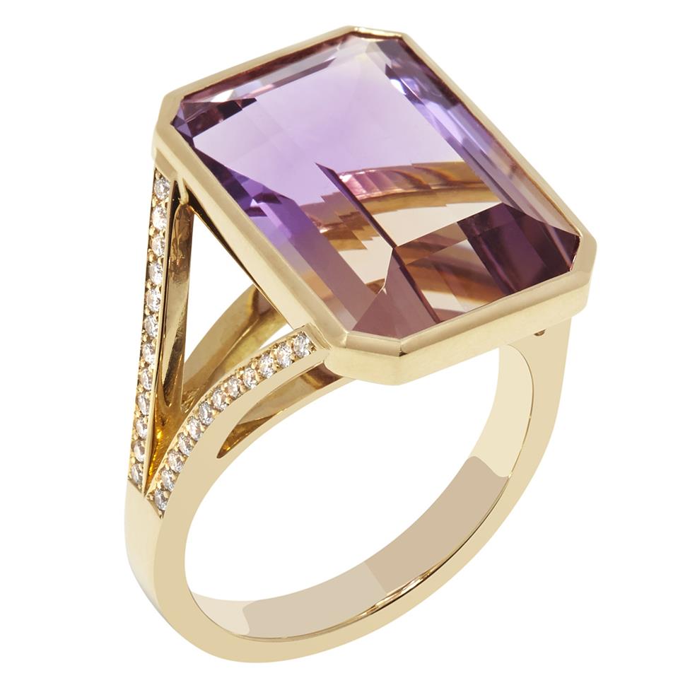 18ct Yellow Gold Ametrine and Diamond Dress Ring Thumbnail Image 0