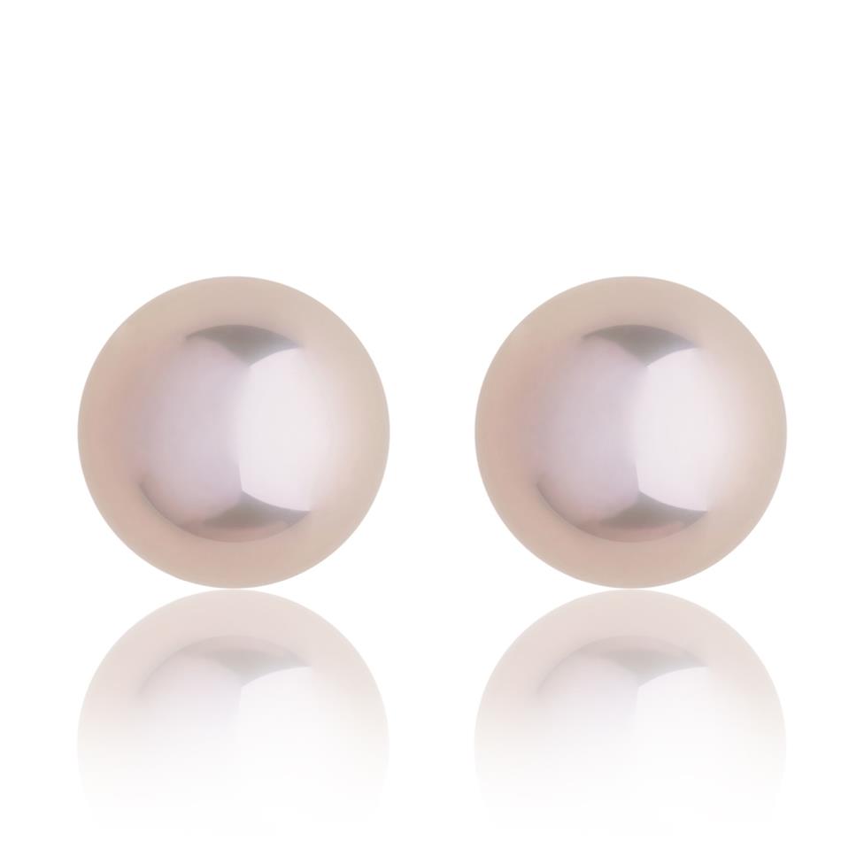 18ct Rose Gold Pink Freshwater Pearl Stud Earrings 5mm Image 1