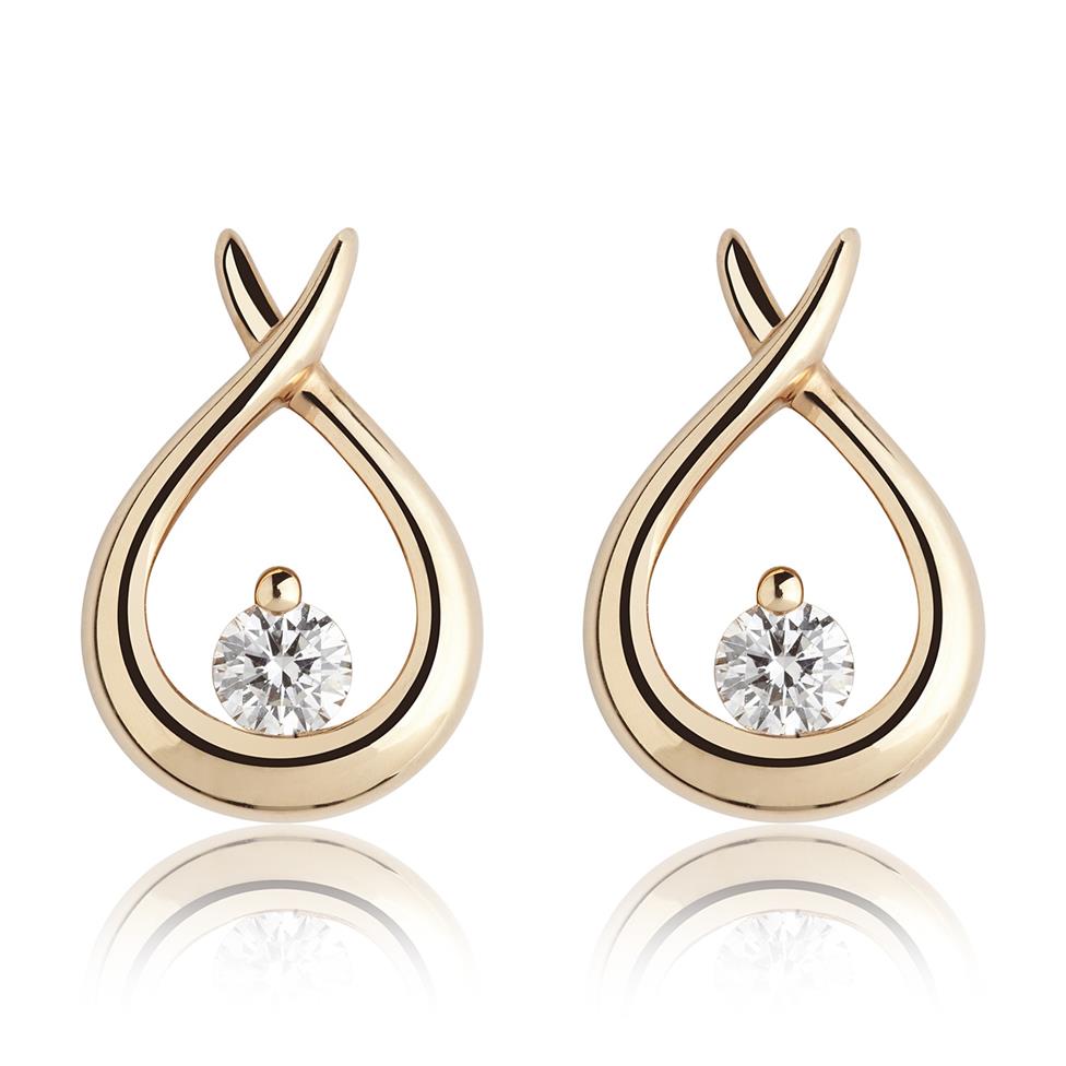 Keepsafe 18ct Rose Gold Diamond Stud Earrings Thumbnail Image 0