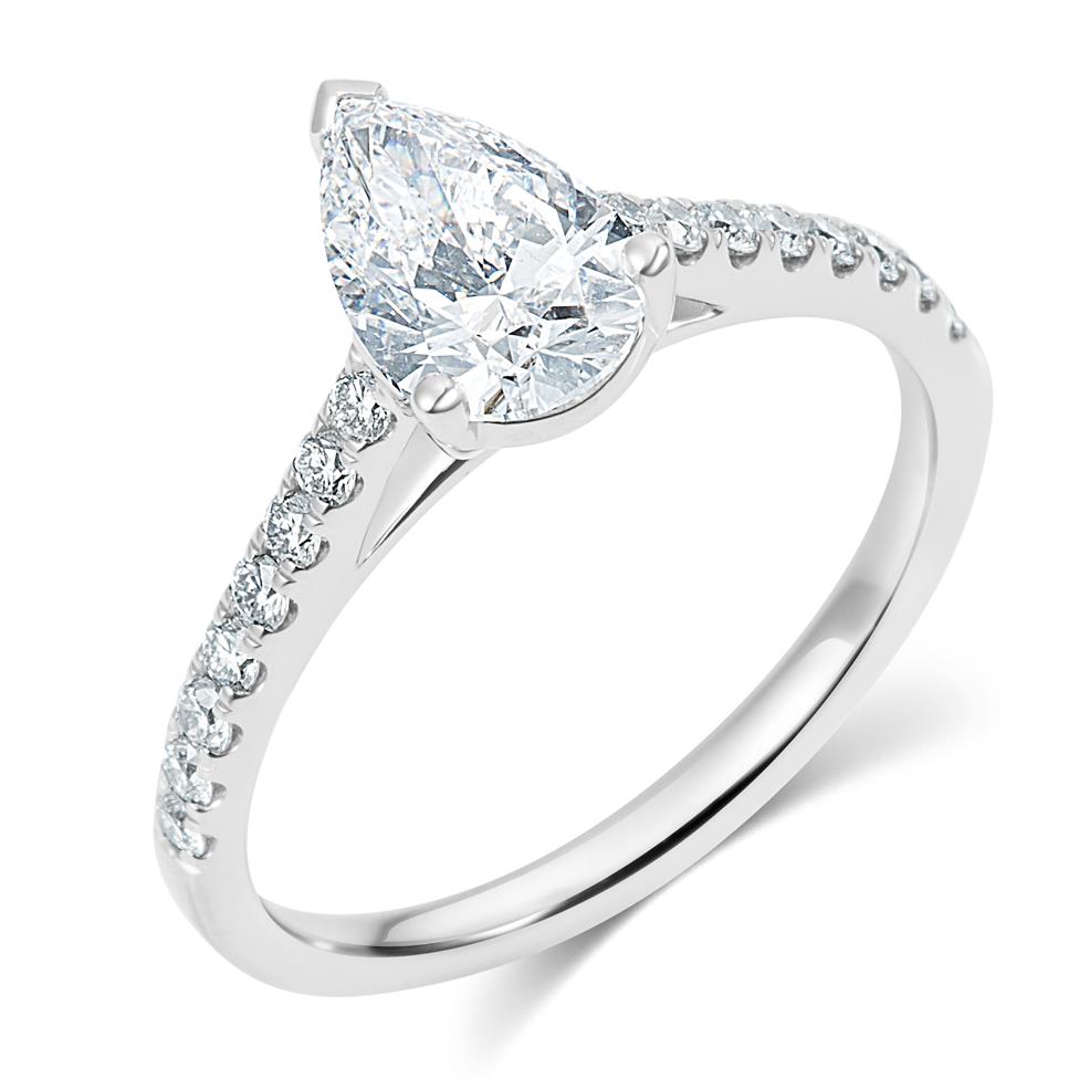 Platinum Pear Shape Diamond Solitaire Engagement Ring 1.30ct Thumbnail Image 0