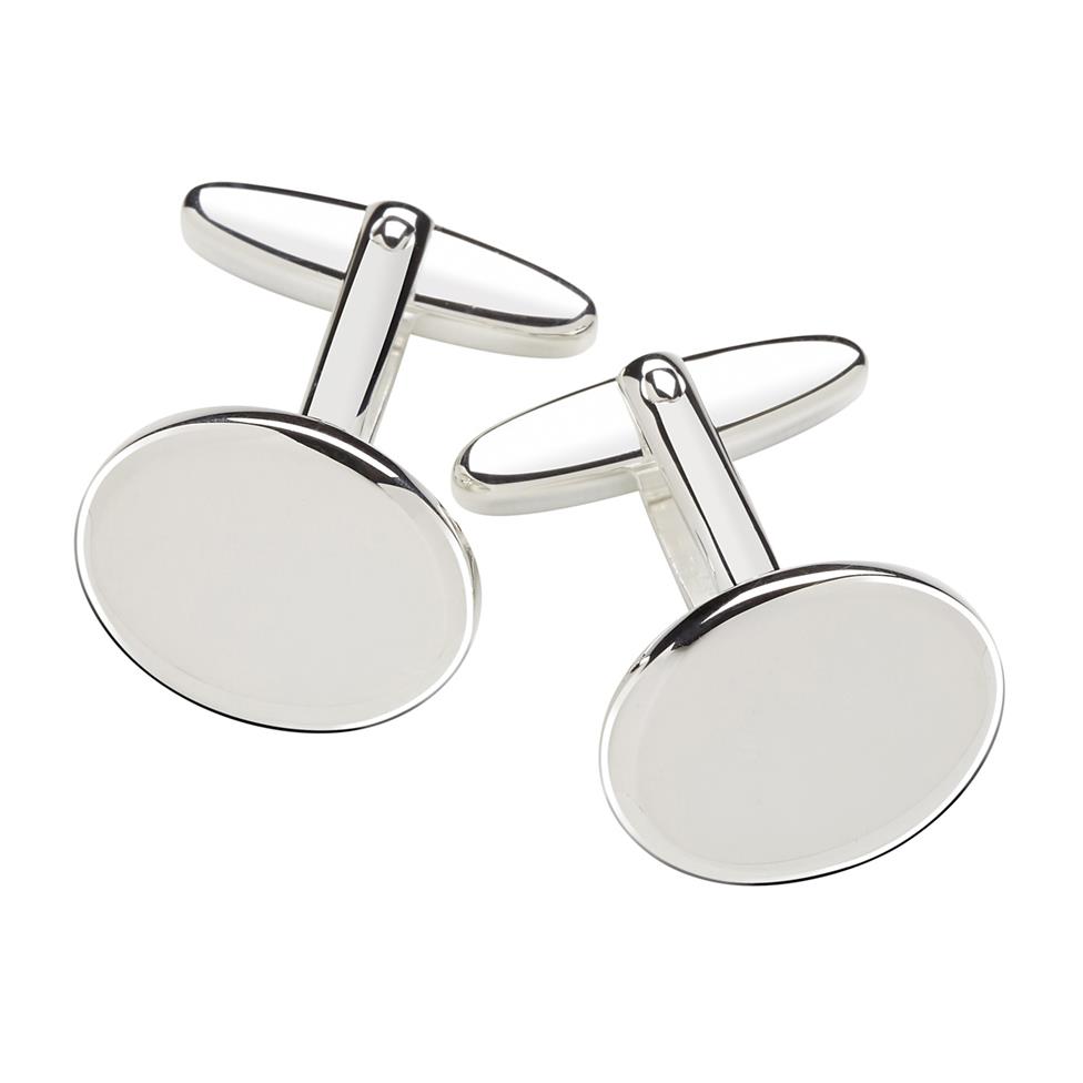 Sterling Silver Oval Design Cufflinks Thumbnail Image 0