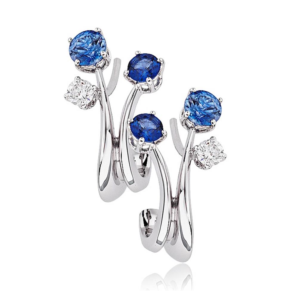 Carnival 18ct White Gold Sapphire and Diamond Earrings Thumbnail Image 0