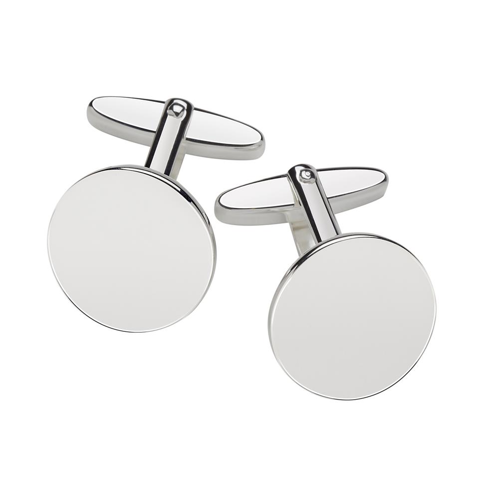 Sterling Silver Round Design Cufflinks Thumbnail Image 0