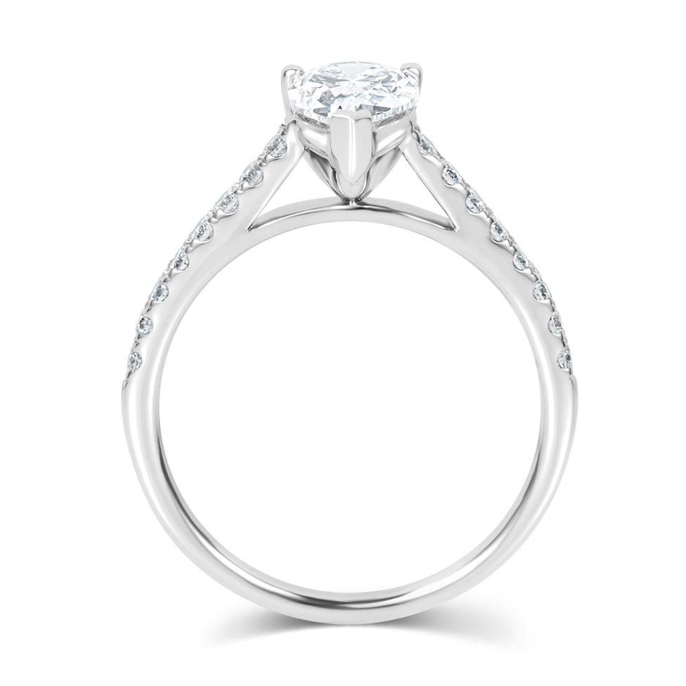 Platinum Pear Shape Diamond Solitaire Engagement Ring 1.30ct Thumbnail Image 2