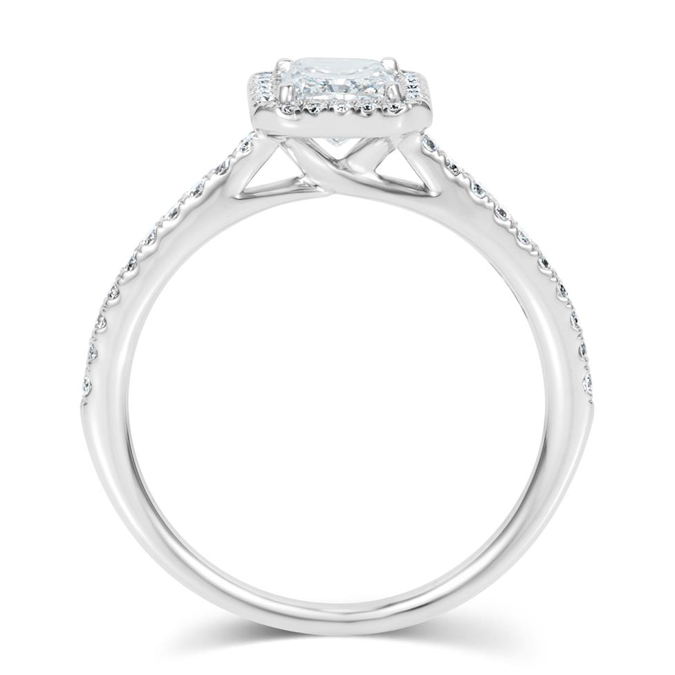 Platinum Radiant Cut Diamond Halo Engagement Ring 1.00ct Thumbnail Image 2