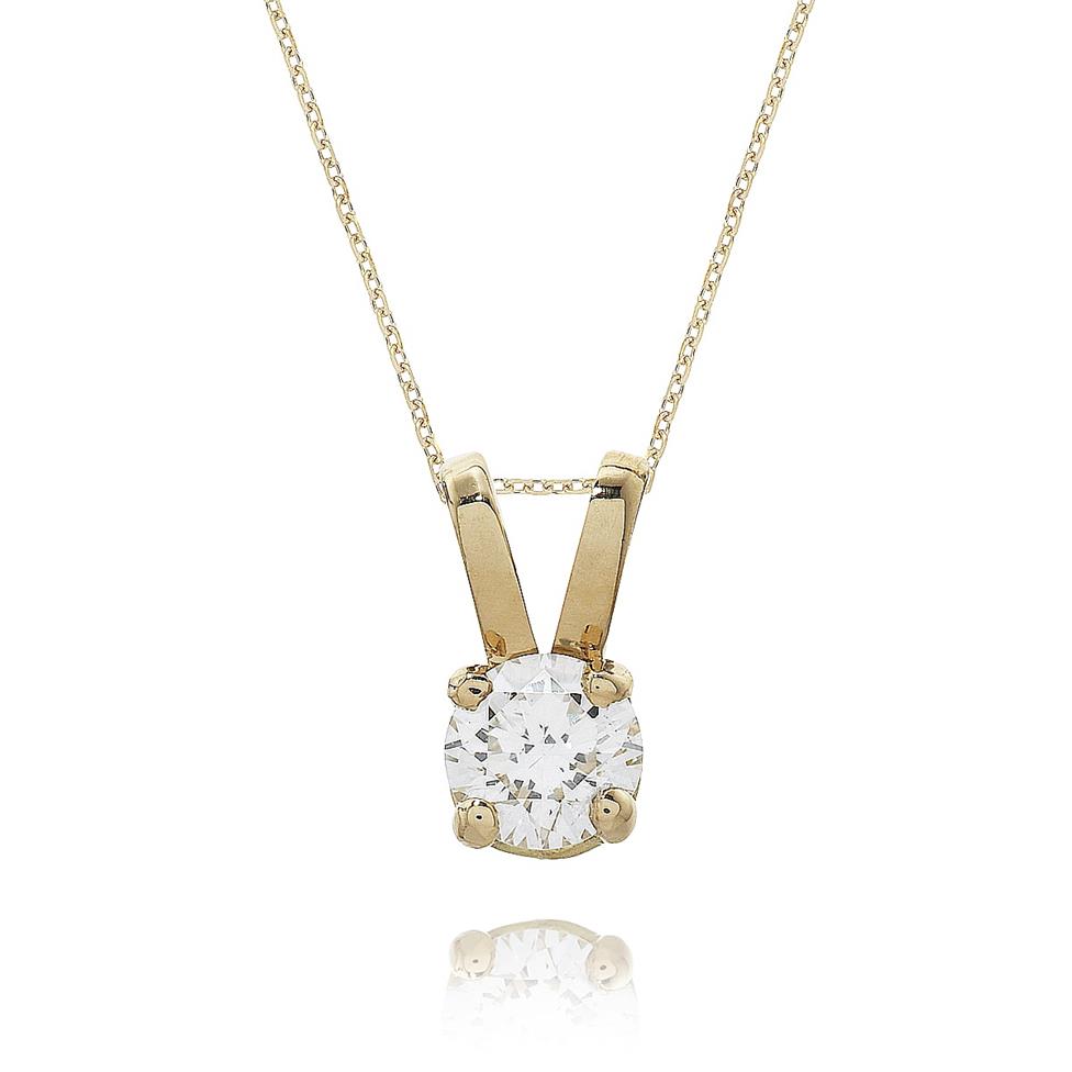 18ct Yellow Gold Four Claw Solitaire Pendant Thumbnail Image 0