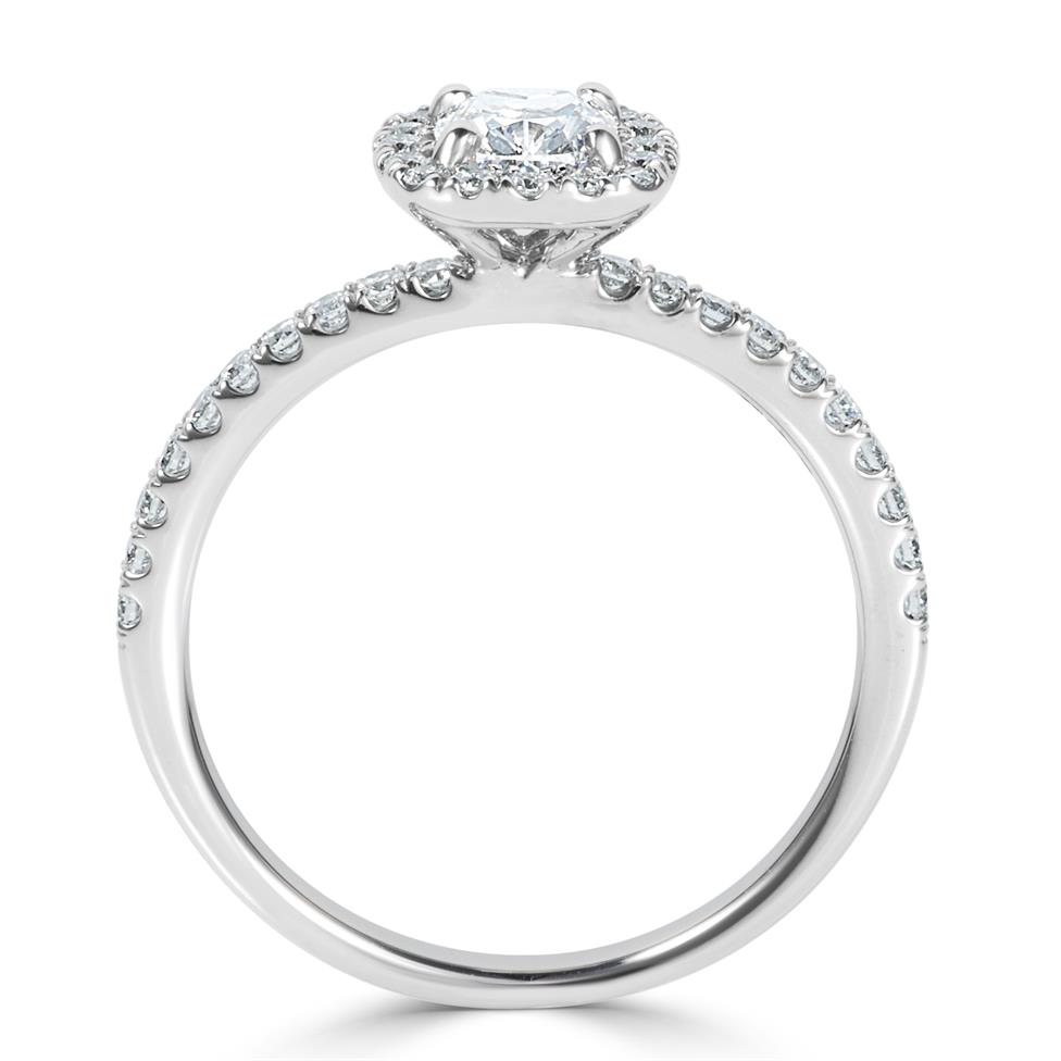 Platinum Cushion Cut Diamond Halo Engagement Ring 0.85ct Thumbnail Image 2