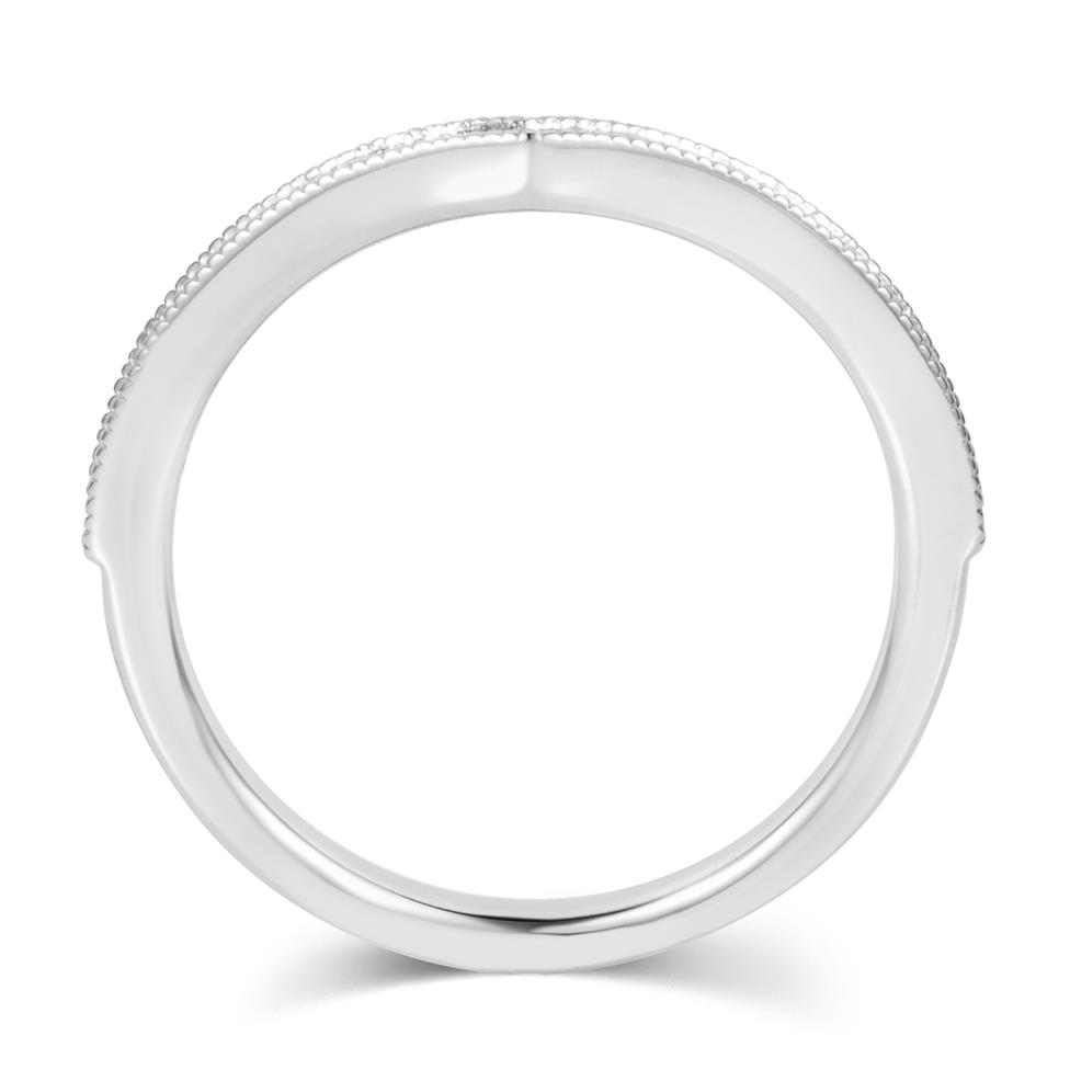 Platinum Milgrain Detail Diamond Set Shaped Wedding Ring 0.20ct Thumbnail Image 2