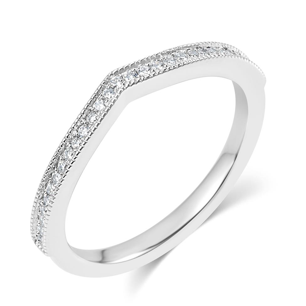 Platinum Milgrain Detail Diamond Set Shaped Wedding Ring 0.20ct Thumbnail Image 0