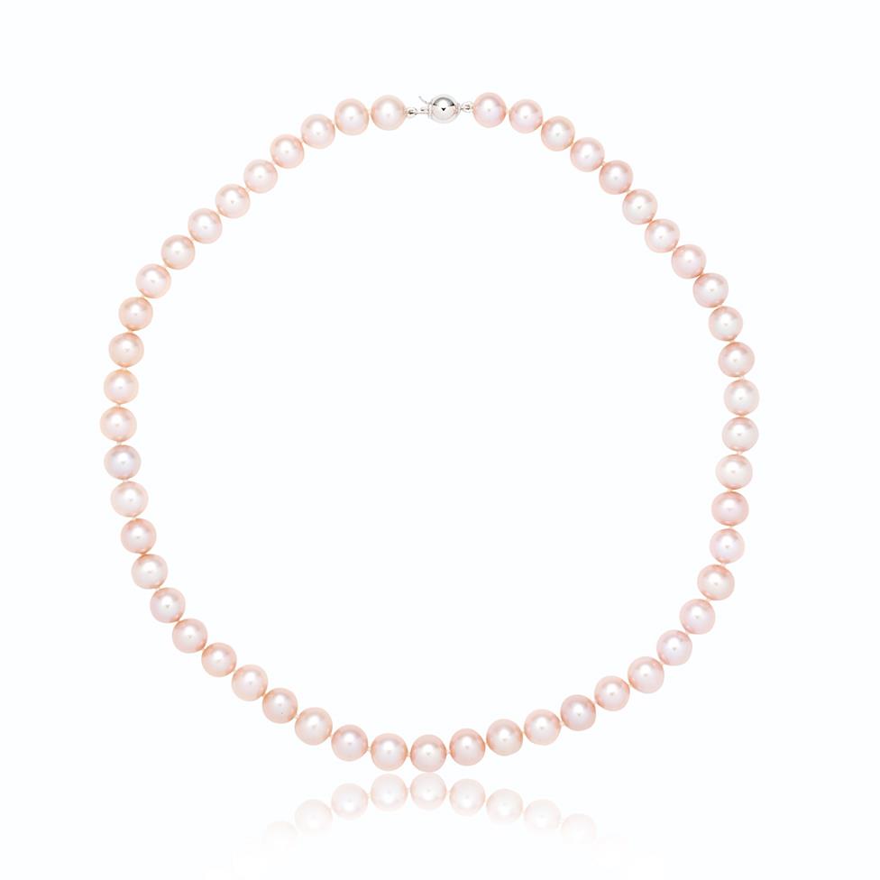 18ct White Gold Pink Freshwater Pearl Necklace 8.0-8.5mm | 45cm Thumbnail Image 0