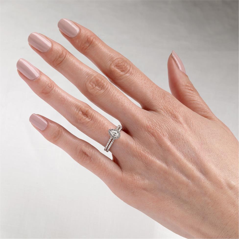 Platinum Pear Shape Diamond Halo Engagement Ring 0.60ct Thumbnail Image 1