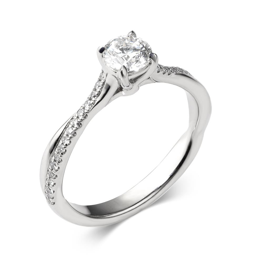 Platinum Crossover Diamond Solitaire Engagement Ring 0.66ct Thumbnail Image 0
