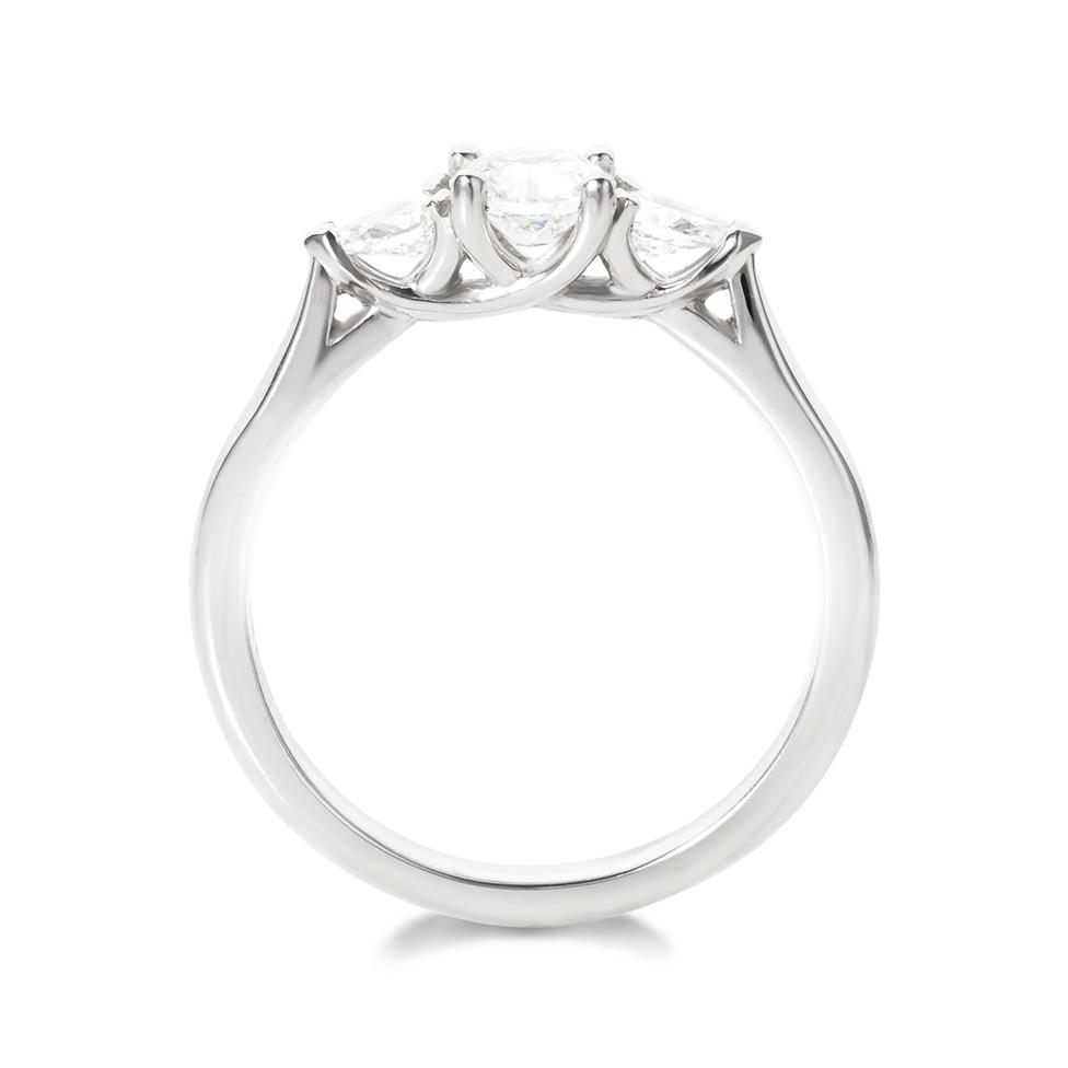 Platinum Round and Pear Shape Diamond Three Stone Engagement Ring 0.76ct Thumbnail Image 2