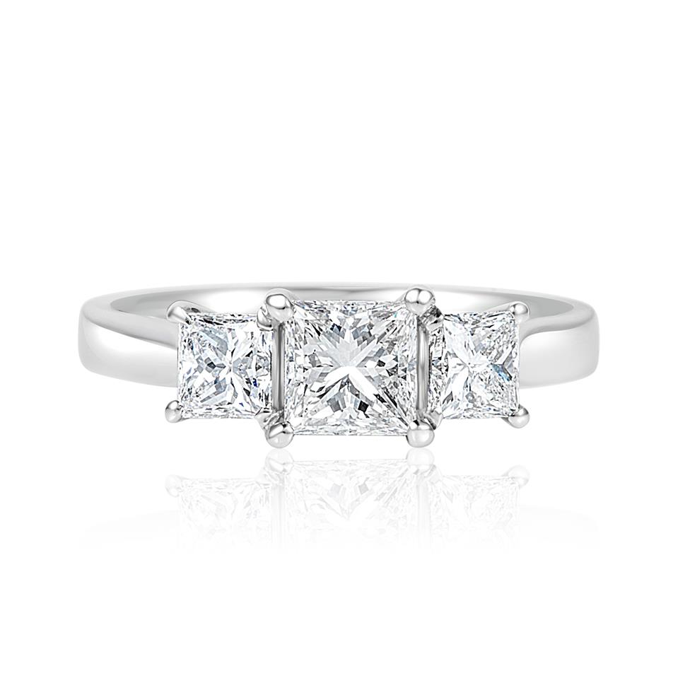 Platinum Princess Cut Diamond Three Stone Engagement Ring 1.50ct Thumbnail Image 2
