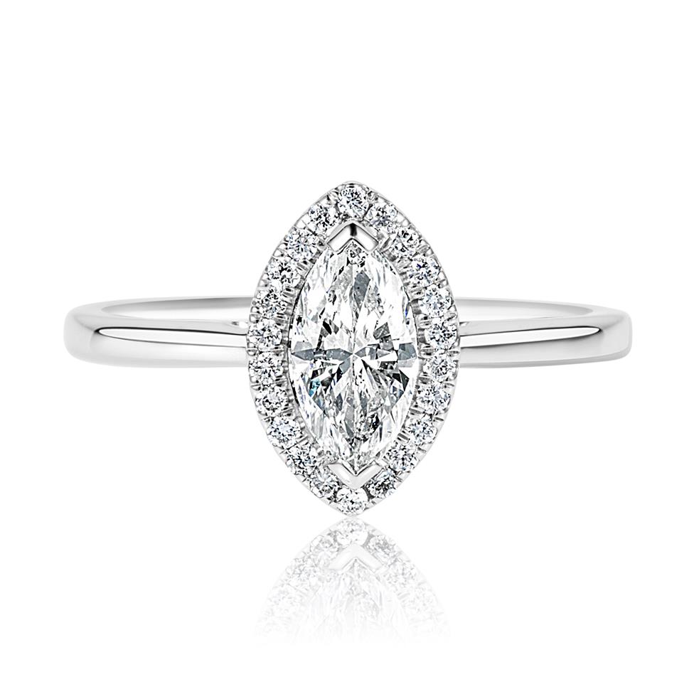 Platinum Marquise Diamond Halo Engagement Ring 0.85ct Thumbnail Image 1