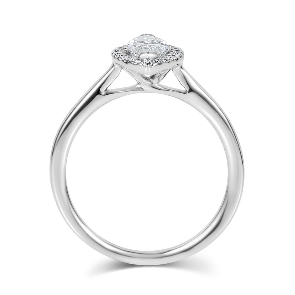 Platinum Marquise Diamond Halo Engagement Ring 0.85ct Thumbnail Image 2