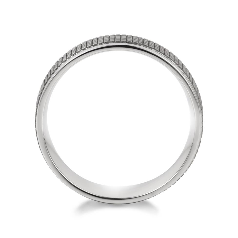 Palladium Grid Detail Wedding Ring Thumbnail Image 1
